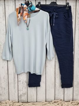 Mavi/ Bej Desenli Fular