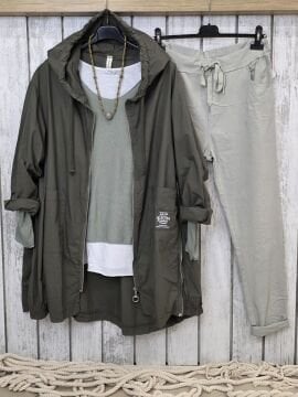 %100 Pamuklu  İtalyan Trençkot Haki