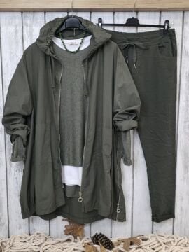 Pamuklu  İtalyan Trençkot Haki