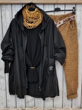 Pamuklu İtalyan Trençkot Siyah