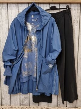 %100 Pamuklu İtalyan Trençkot Mavi