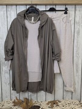 Pamuklu İtalyan Trençkot Vizon