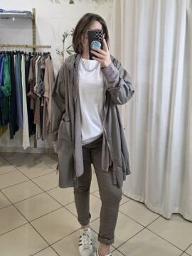 Pamuklu İtalyan Trençkot Vizon