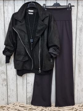 Oversize İtalyan Süet Ceket Siyah