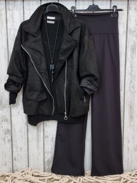 Oversize İtalyan Süet Ceket Siyah