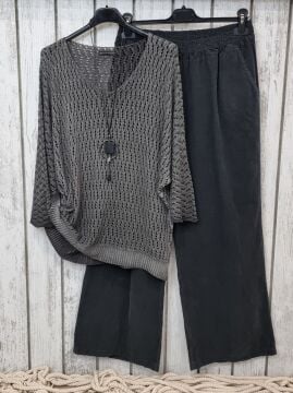 Ajurlu Modal İtalyan Triko Kazak Gri