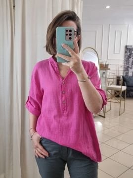 İtalyan Müslin Pembe Gömlek