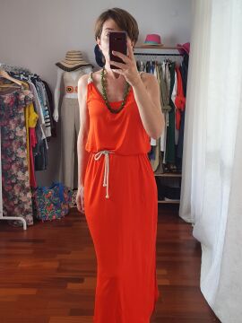 Halat Askı Uzun Helen Elbise Kırmızı