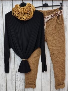 V Yaka İtalyan Triko Kazak Siyah