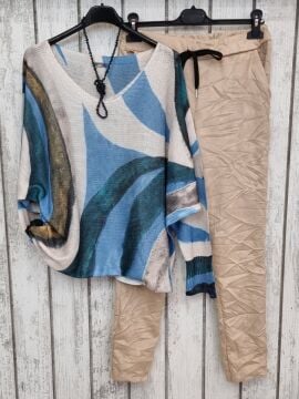 Güderi Dokulu Likralı İtalyan Pantolon Açık Bej