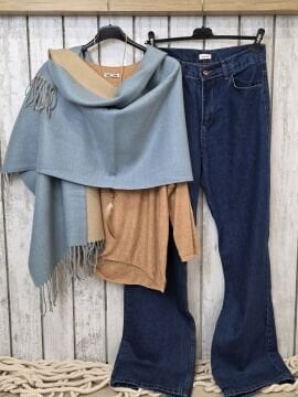 Kaşmir Şal Bebe Mavi / Bej