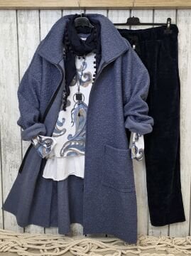 İtalyan Buklet Manto Kaban Mavi