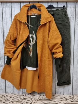 İtalyan Buklet Manto Kaban Oranj