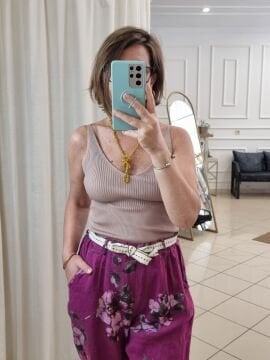 Fitilli Askılı Triko Atlet Vizon