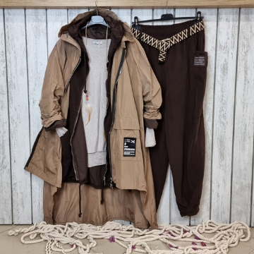 Oversize İtalyan Yağmurluk Vizon