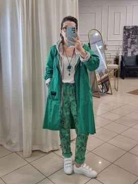 Oversize italyan Yağmurluk Yeşil