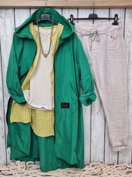 Oversize italyan Yağmurluk Yeşil