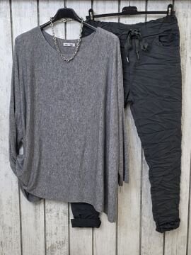 Gri Yumuşak Doku Düz Kesim İtalyan Triko Kazak