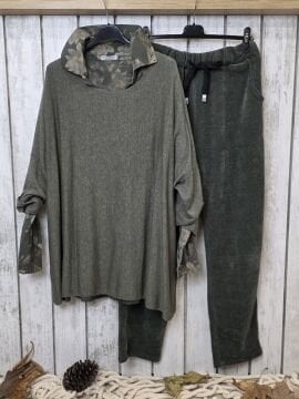 Haki Yumuşak Doku Düz Kesim İtalyan Triko Kazak