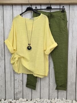 Oversize İtalyan Müslin Bluz Sarı