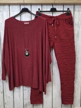 Bordo Yumuşak Doku Düz Kesim  İtalyan Triko Kazak