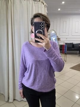 Yumuşak Doku Basic İtalyan Triko Kazak Lila