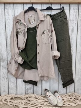 Likralı Büyük Beden Pantolon Haki