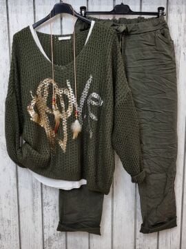 Likralı Büyük Beden Pantolon Haki