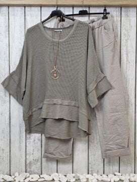 Likralı Büyük Beden Pantolon Bej