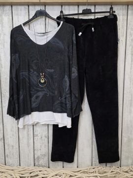 Çift Kat Desenli İtalyan Triko Bluz Antrasit