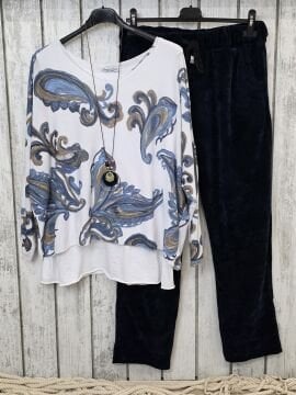 Çift Kat Desenli İtalyan Triko Bluz Beyaz