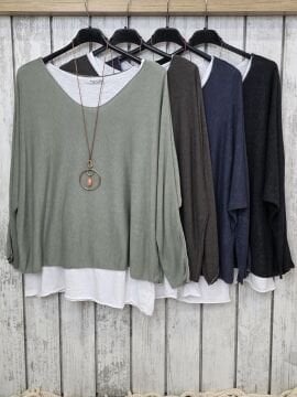 Çift Kat İtalyan Triko Bluz Kahve