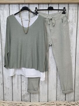 Çift Kat İtalyan Triko Bluz Mint