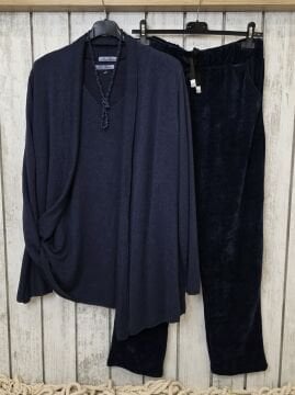 Beli Lastikli Kadife İtalyan Lacivert Pantolon