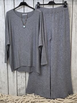 Yünlü Yumuşak Triko Pantolon Gri