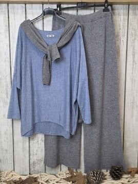 Yünlü Yumuşak Triko Pantolon Gri