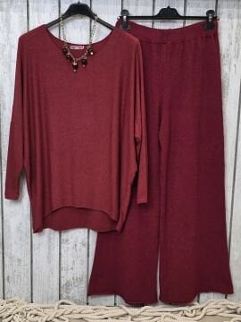 Yünlü Yumuşak Triko Pantolon Bordo