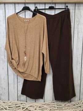 Yumuşak Basic İtalyan Triko Camel Kazak