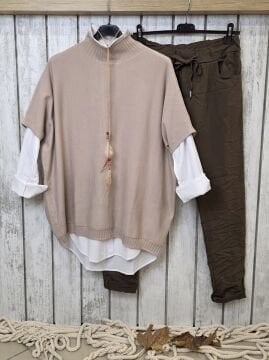 Likra İtalyan Pantolon Sütlü Kahve