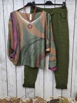 Likralı İtalyan Pantolon Navy Yeşil