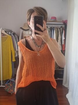 Oversize Askılı File Turuncu Atlet