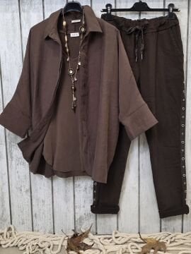 Dökümlü Liyosel Kahve Gömlek