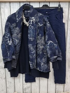 Desenli Kimono Mont Lacivert