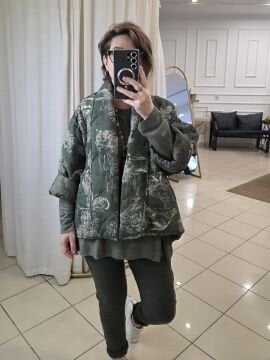 Desenli Kimono Mont Yeşil