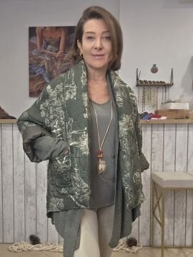 Desenli Kimono Mont Yeşil