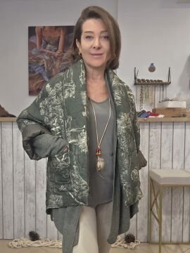 Desenli Kimono Mont Yeşil