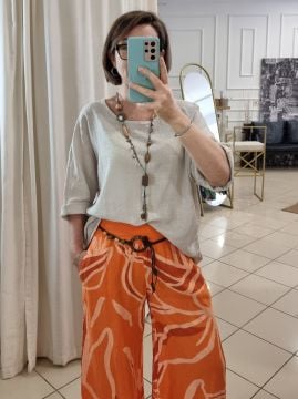 Oversize İtalyan Müslin Bluz Bej