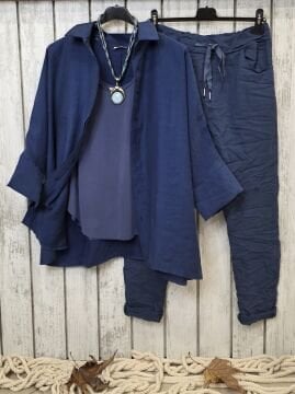 Dökümlü Liyosel Lacivert Gömlek