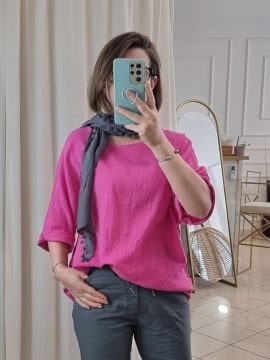 Oversize İtalyan Müslin Bluz Pembe