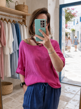 Oversize İtalyan Müslin Bluz Pembe